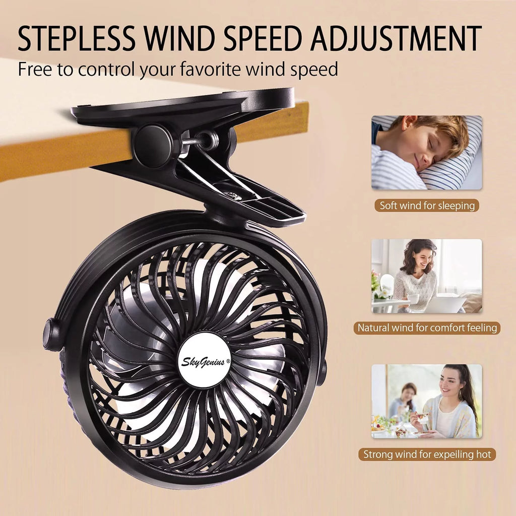 Portable Clip on Fan Black O83725