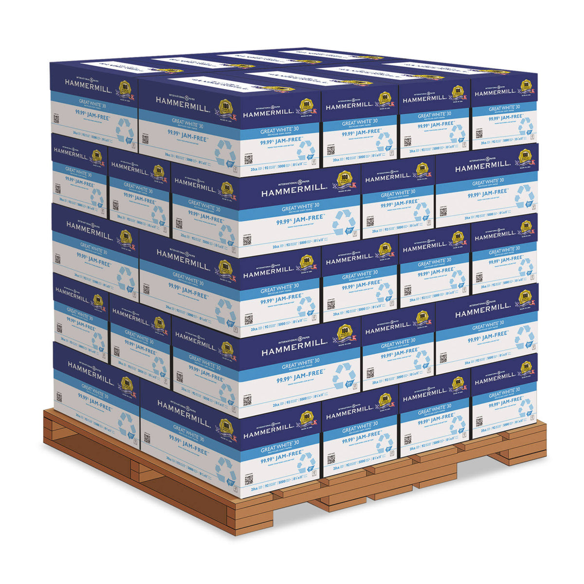 White 30 Recycled Print Paper, 92 Bright, 20lb, 8.5 x 11, 500 Sheets/Ream, 10 Reams/Carton J305
