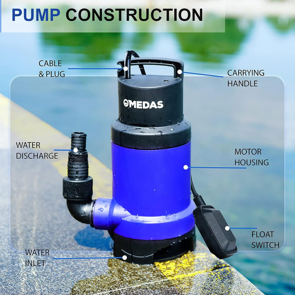 Electric 3 in 1 Submersible Pump 3/4HP 500W 3302GPH with Float Switch U290110