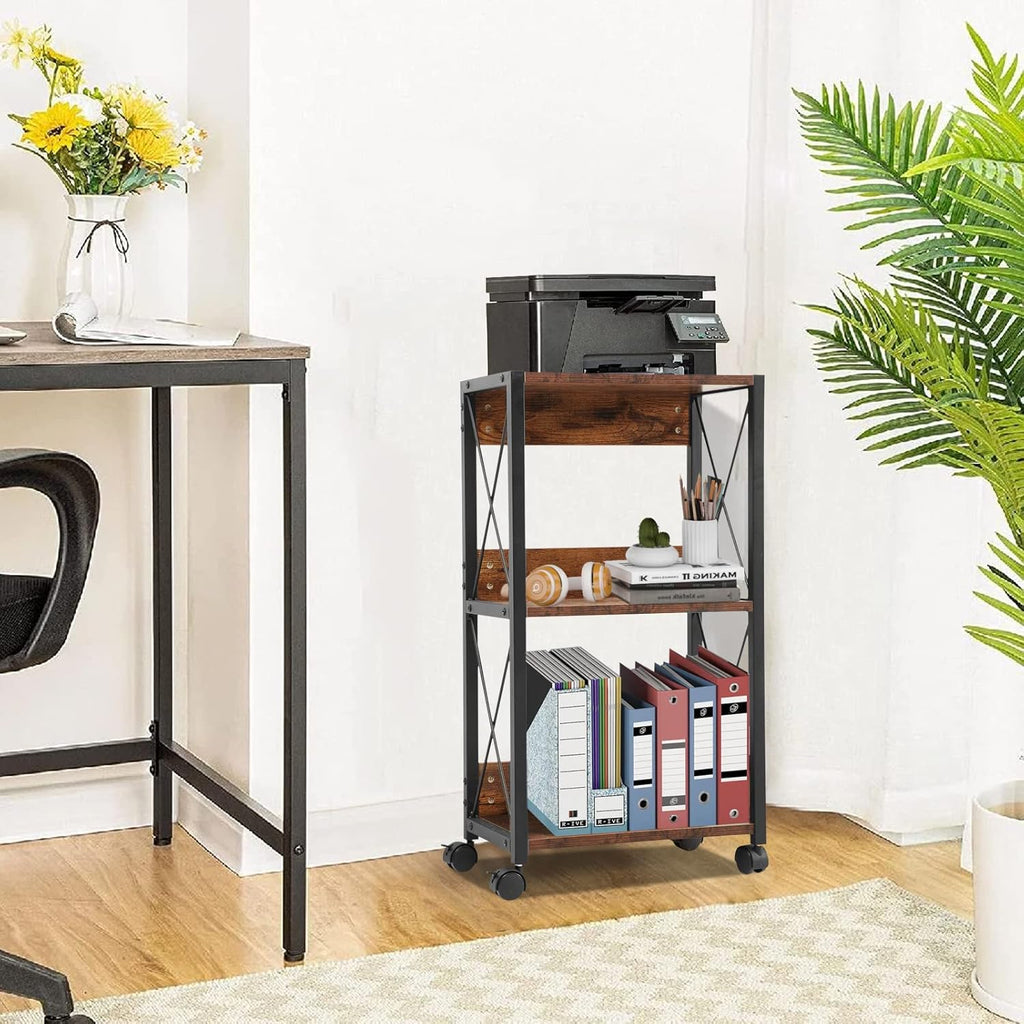 3-Tier Rolling Printer Cart with Storage B472