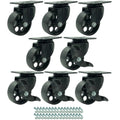 8 Pck Black Metal Caster Wheels with Screws S84607