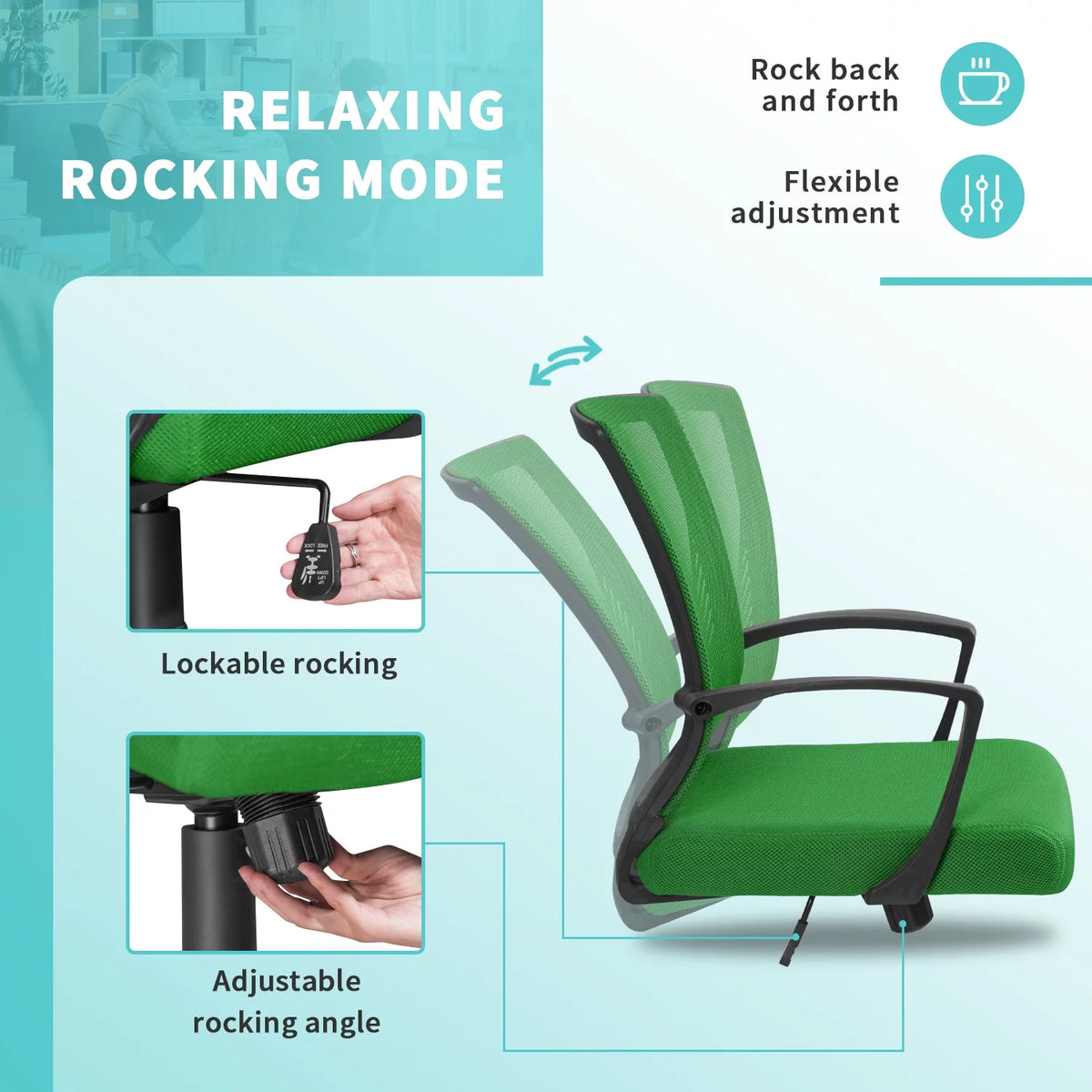 Blue Ergonomic Mesh Office Chair with Armrest R789
