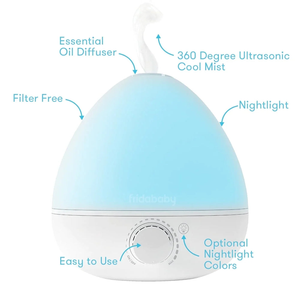 3 in 1 Cool Mist Humidifier Vaporizer Diffuser Nightlight White I64570