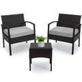 3 Piece Rattan Bistro Set with Side Table and Cushions N3339