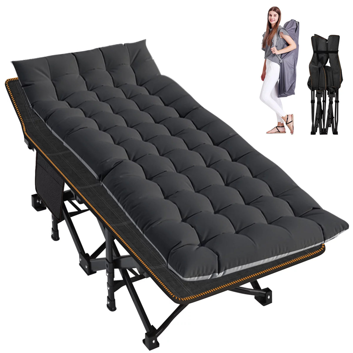 75 Folding Camping Cot with Pad C858
