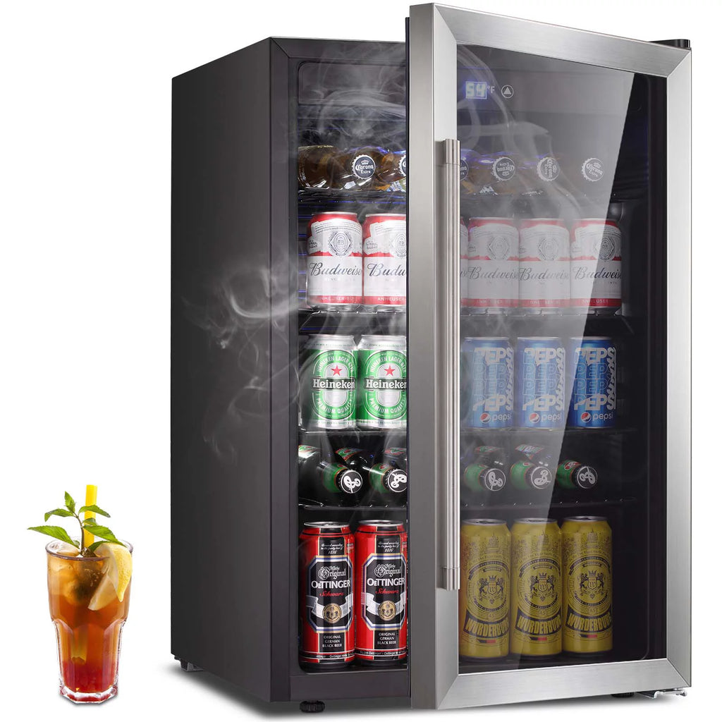 3.2Cu.ft 120 Can Glass Door Beverage Refrigerator Cooler C176