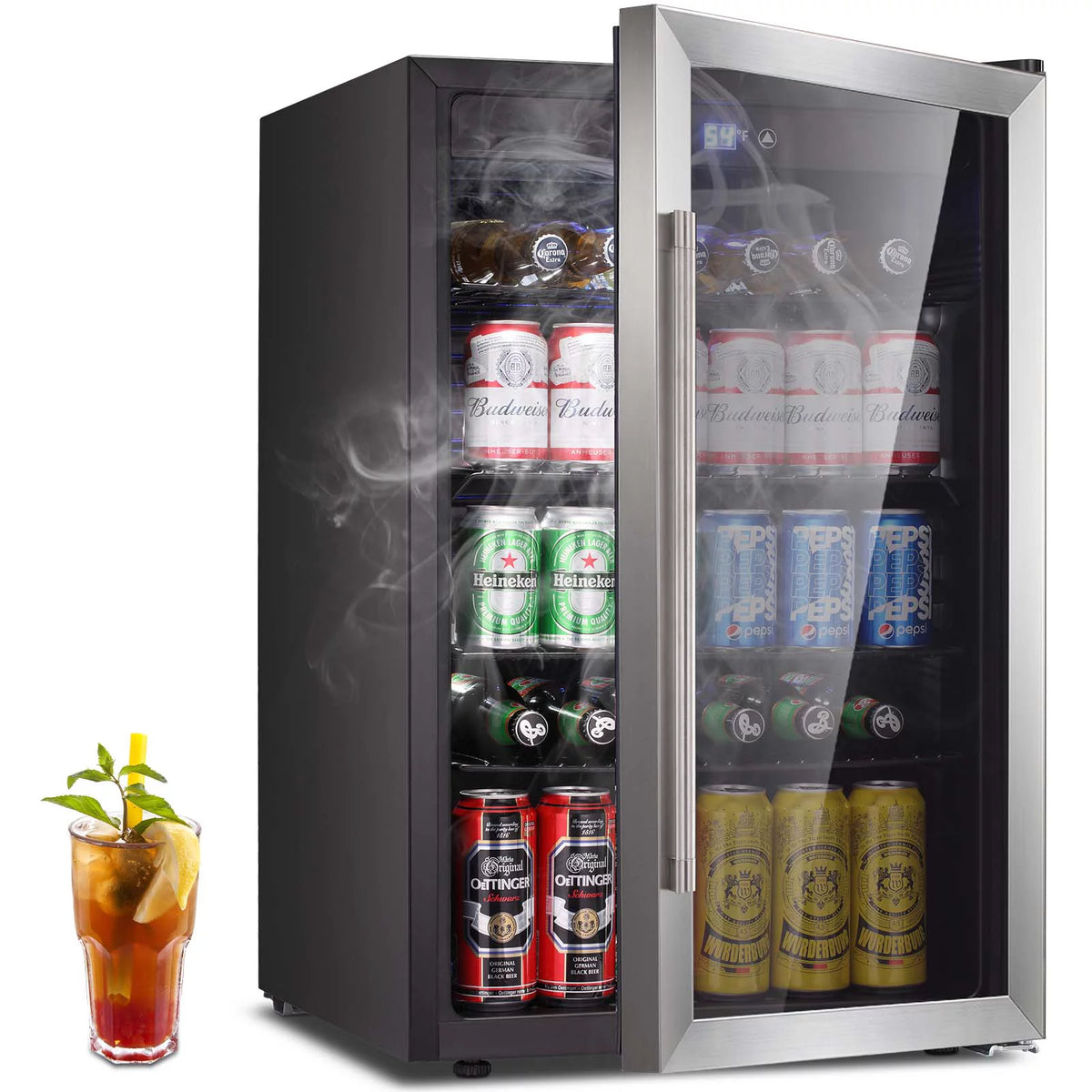 3.2Cu.ft 120 Can Glass Door Beverage Refrigerator Cooler C176