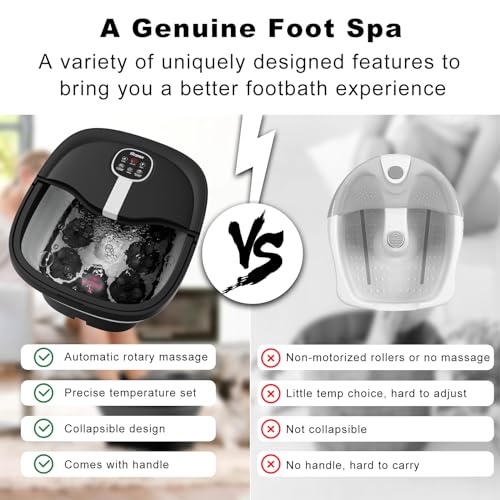 Collapsible Electric Foot Spa with Heat Bubble Remote and 24 Shiatsu Massage Balls X492