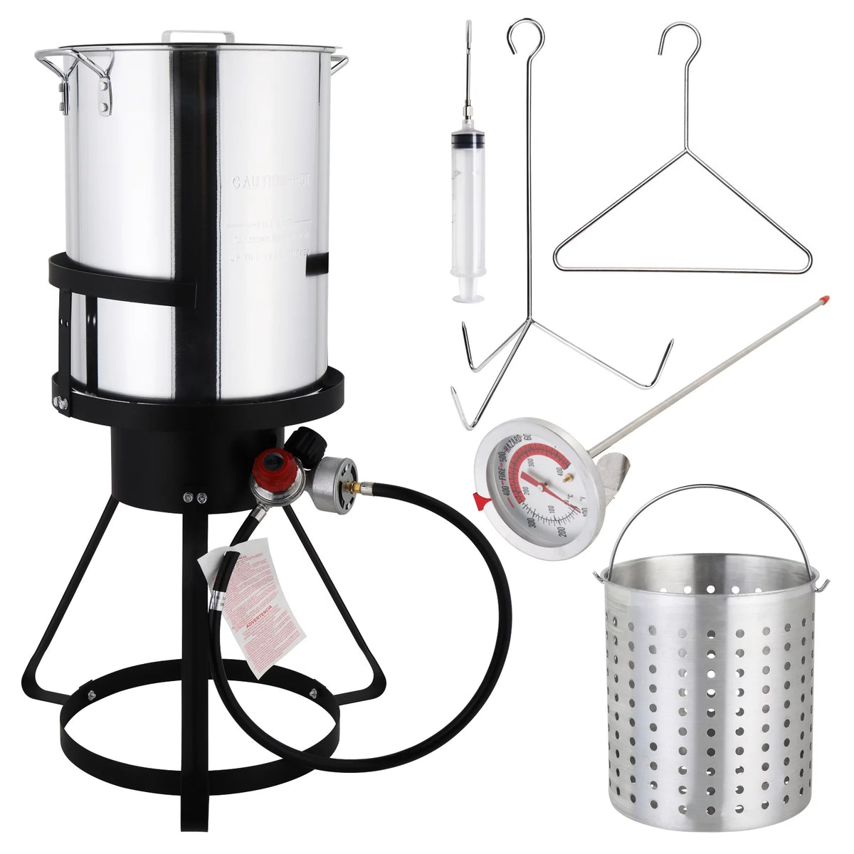 30qt Aluminum Turkey Fryer Pot with Thermometer A814944