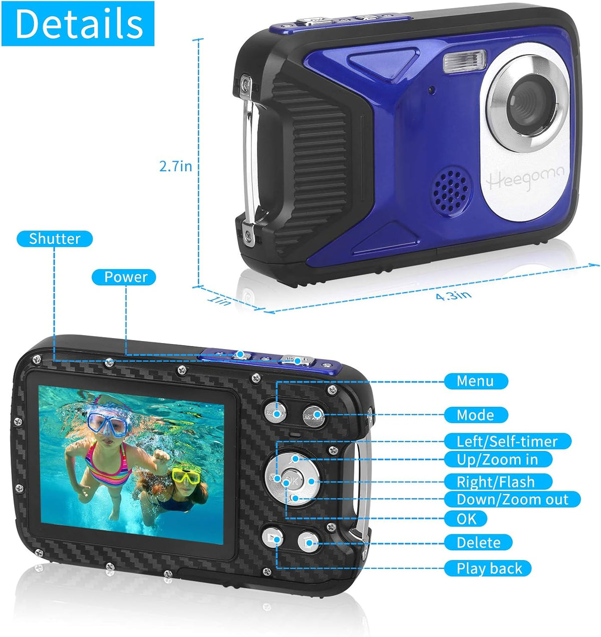 Waterproof 1080P 21MP Digital Camera U191404
