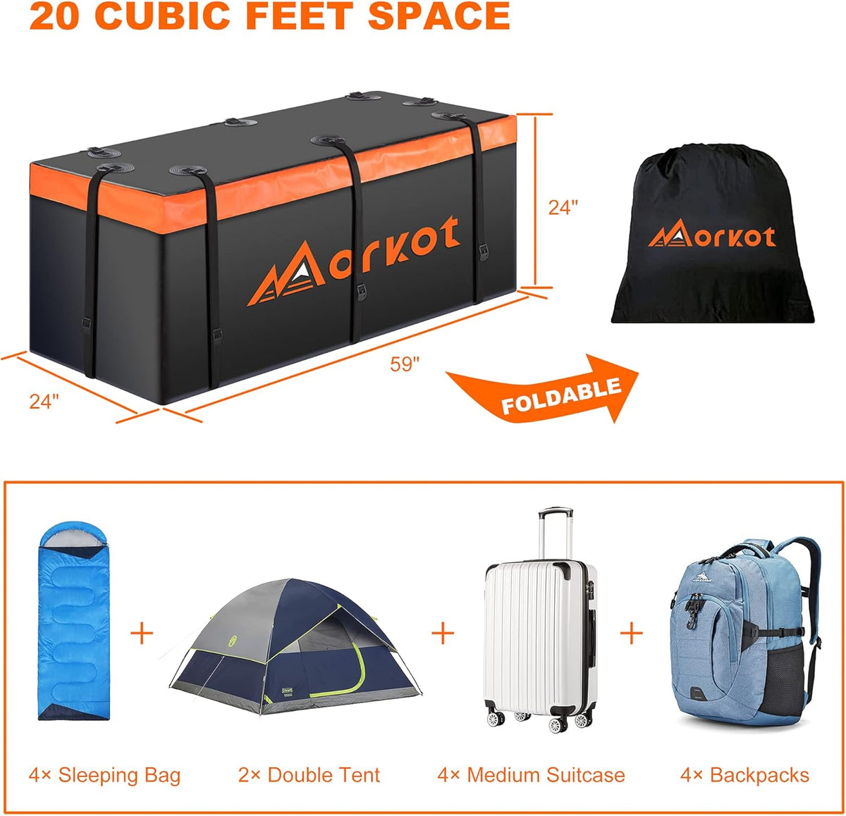 Hitch Mount Cargo Carrier Bag 100% Waterproof 20 Cubic Feet A115