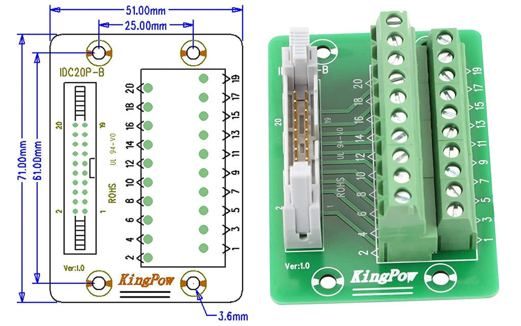 2x10 20Pins Male Header Terminal Block Connector Pack of 2 J578