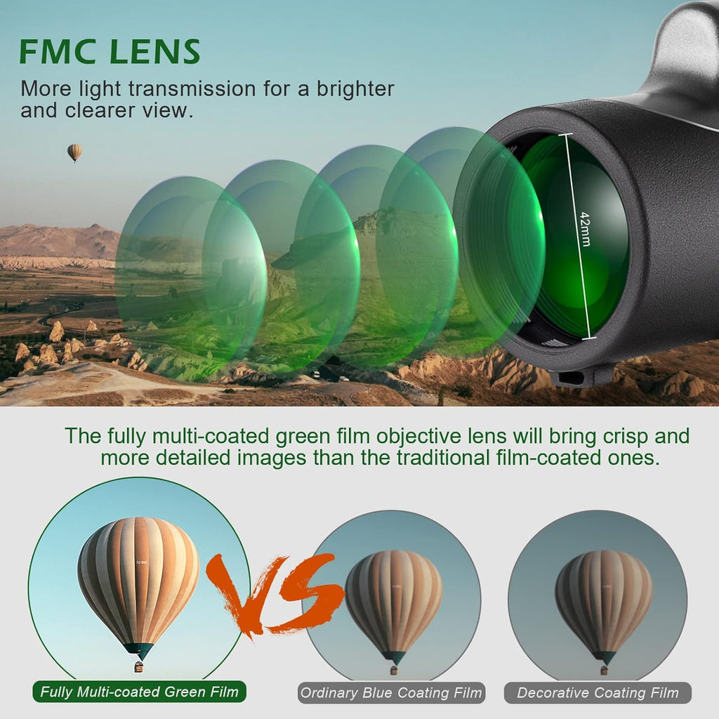 10x42 HD Waterproof Fogproof Monocular with Hand Strap T77686
