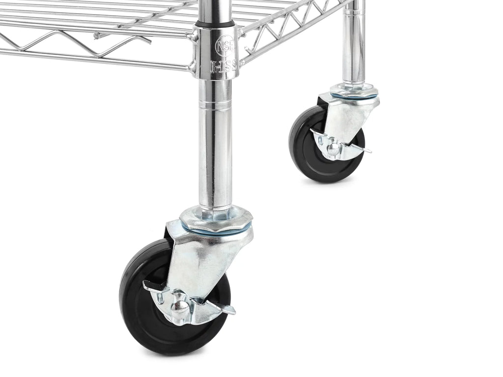 Steel 4-Tier Storage Shelf Unit 2400lb Capacity Chrome E9790