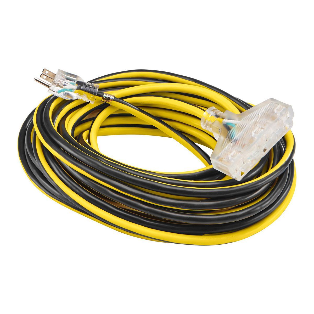 50 ft. 12/3 Gauge Multiple Outlet Extension Cord with Indicator Light, Yellow, Black Y1991