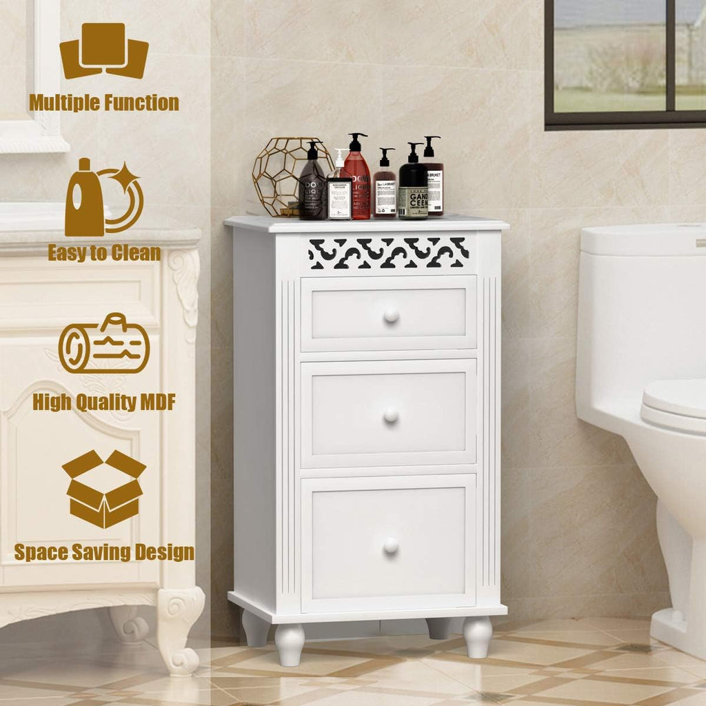 White 3 Drawer Wood Storage Cabinet F74789