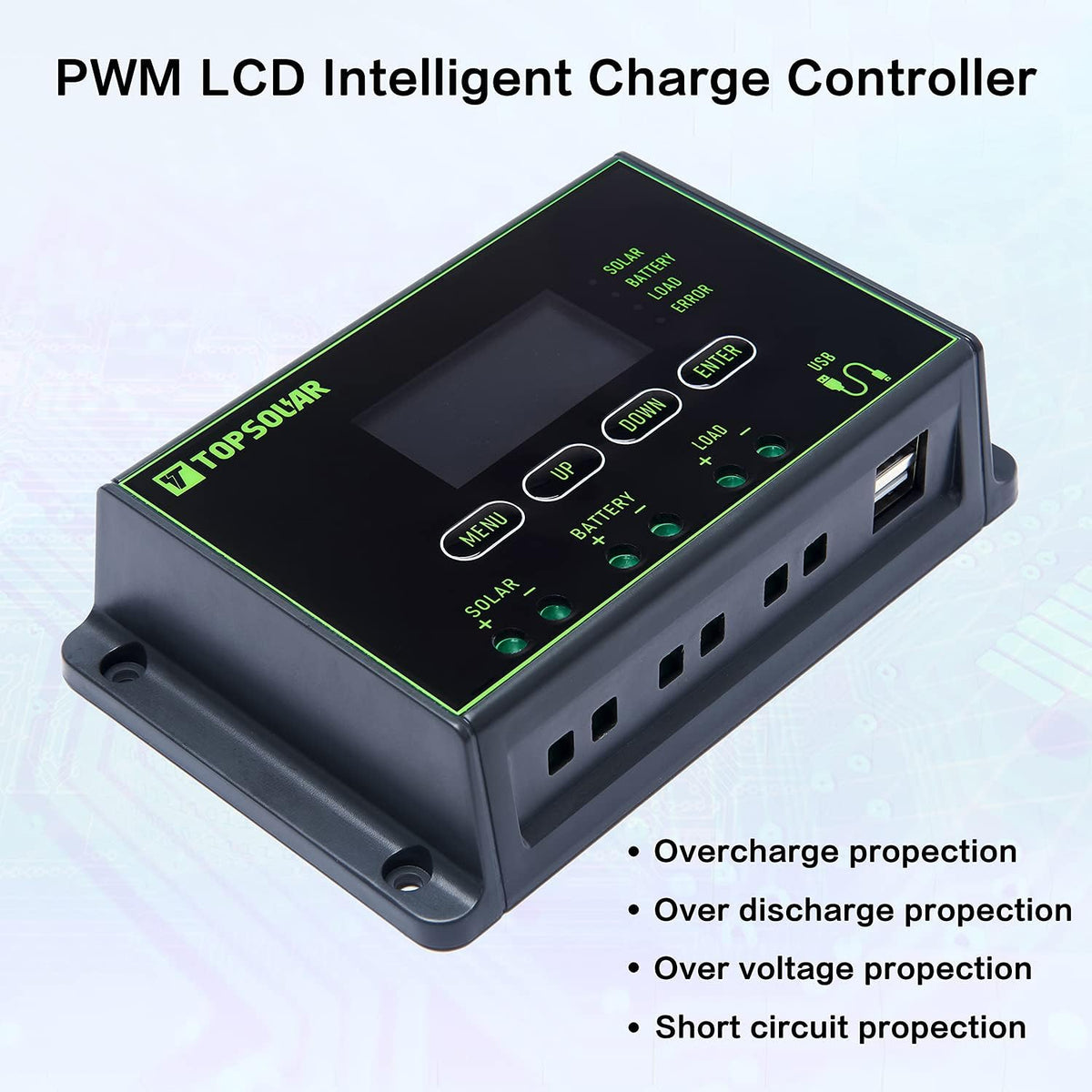30W 12V Monocrystalline Solar Panel Kit with 10A Charge Controller O94542