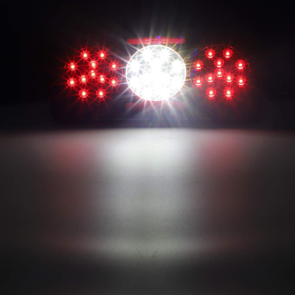 2Pcs Rectangle LED Trailer RV Tail Lights Red and White G254