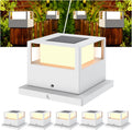 6 Pack White Solar Post Cap Lights L2399