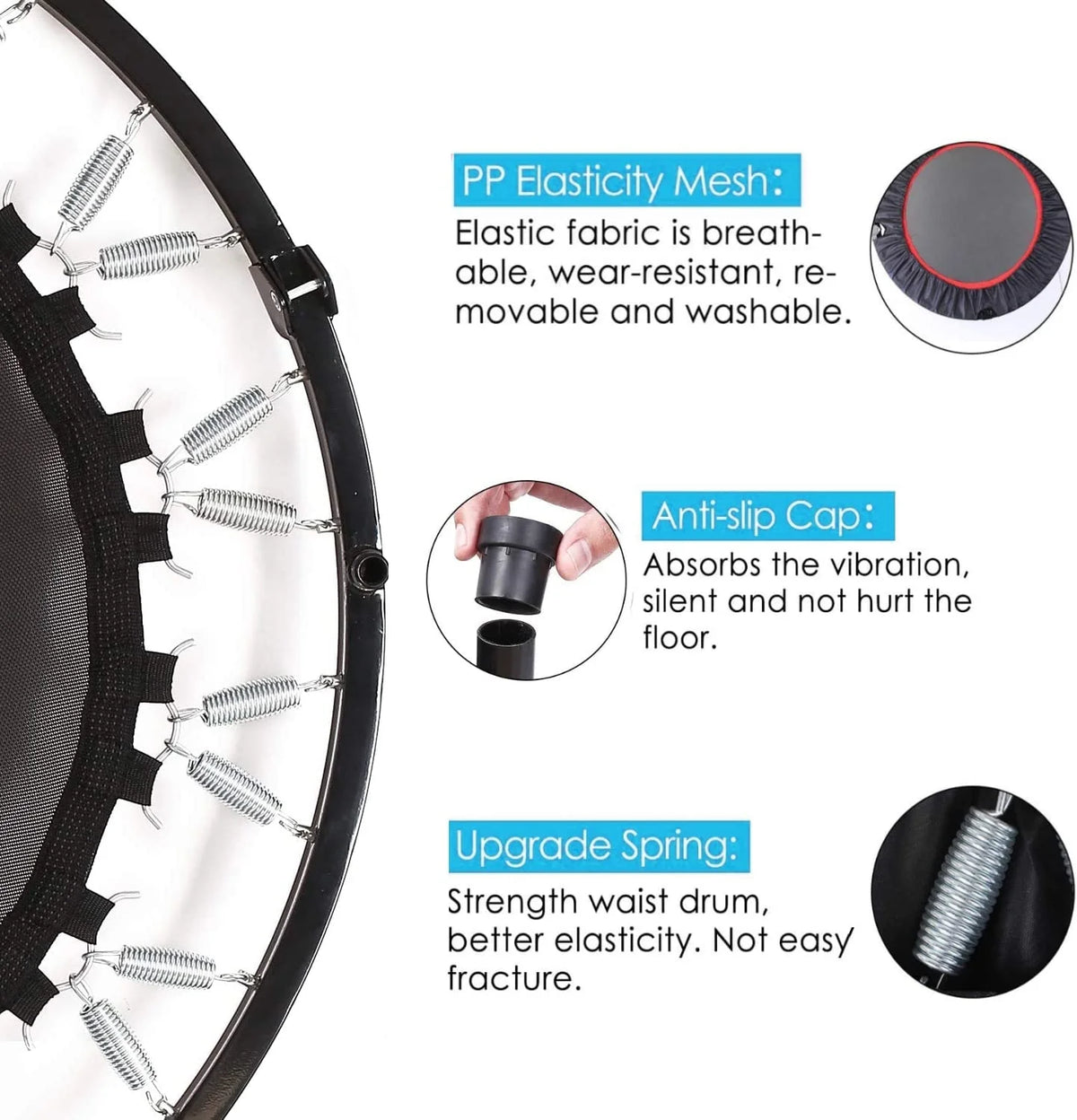 40 Foldable Mini Trampoline with Handrail M37276
