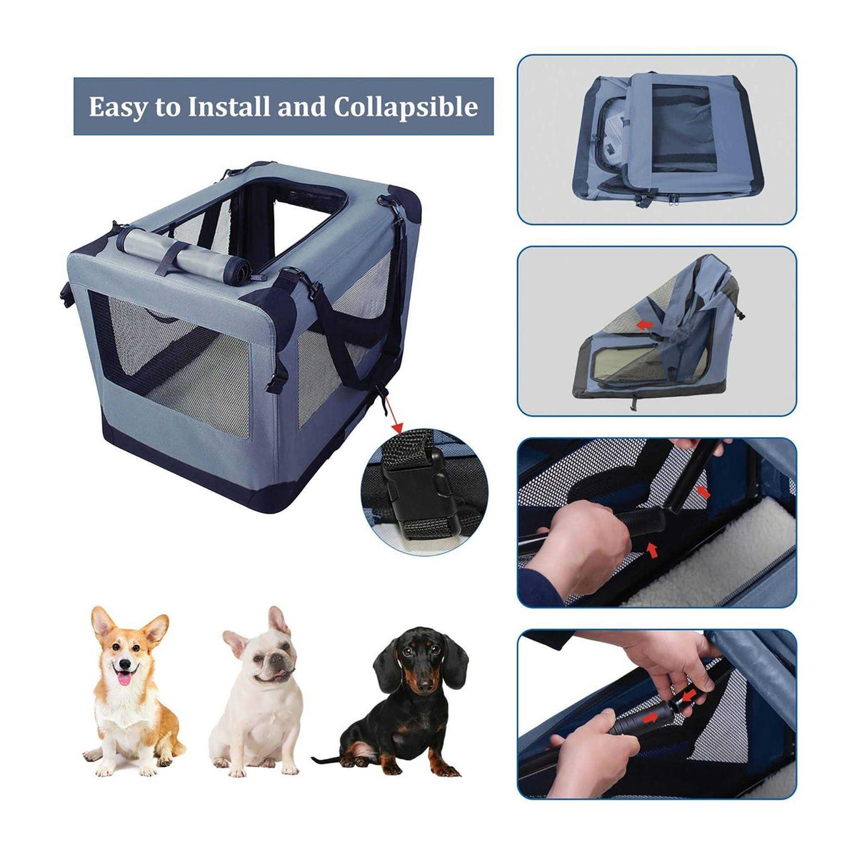 3-Door Collapsible Soft-Sided Dog Crate U19201
