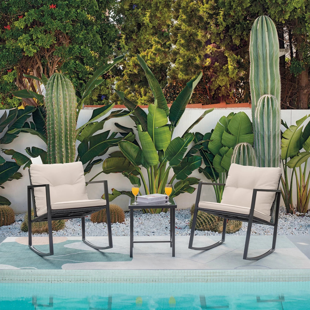 3 Pieces Wicker Patio Bistro Set White V584957