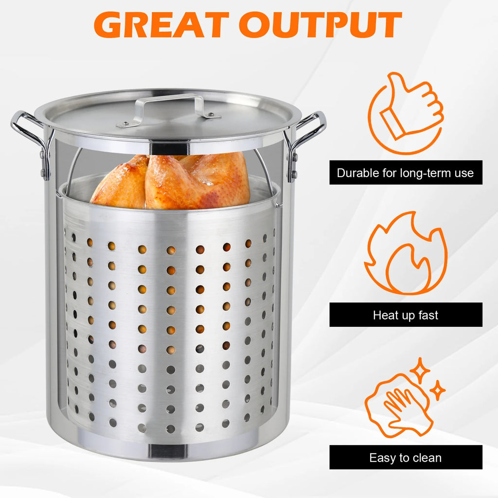 30qt Aluminum Turkey Fryer Pot with Thermometer A814944