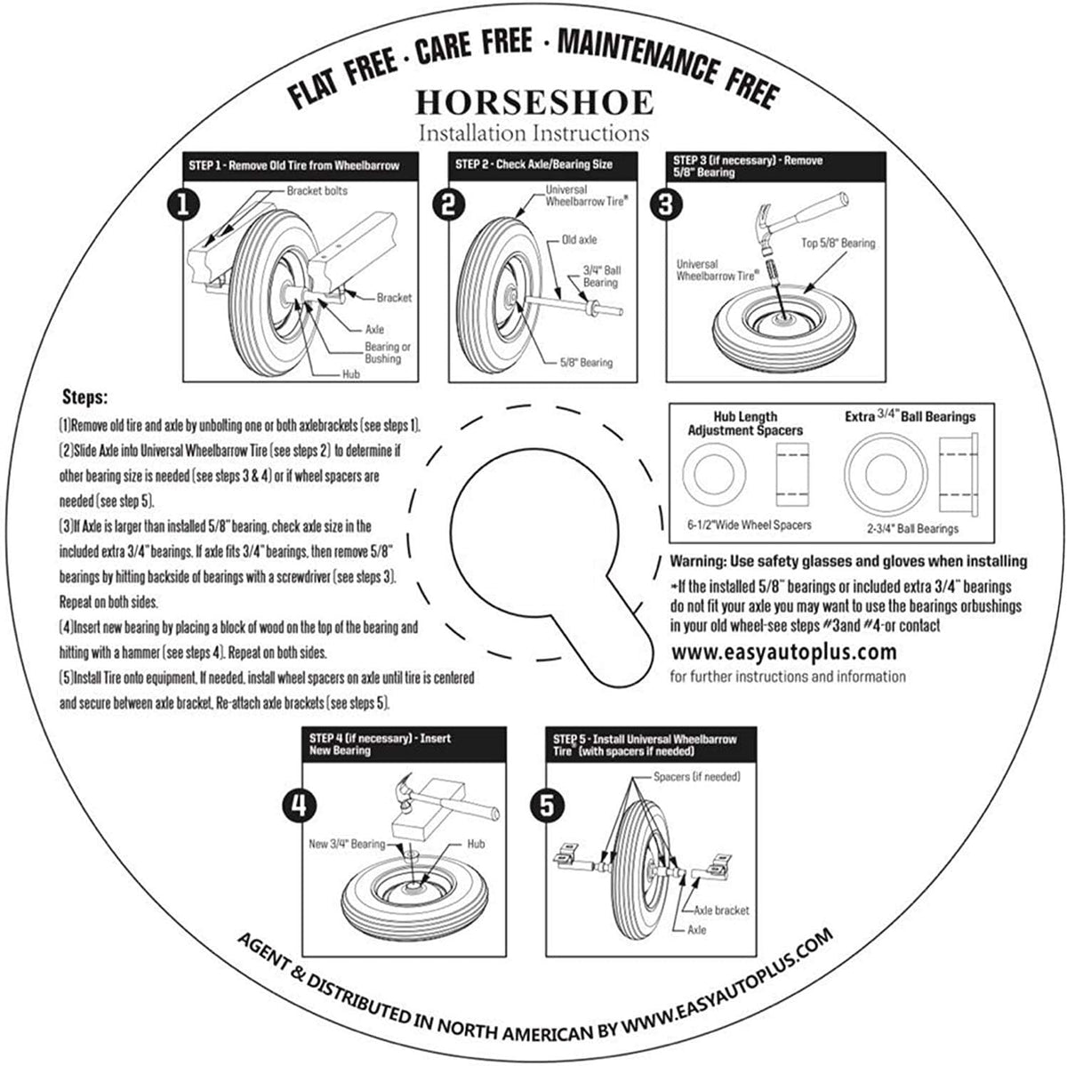 4.80/4.00-8 Solid Flat-Free Wheelbarrow Wheels T3840