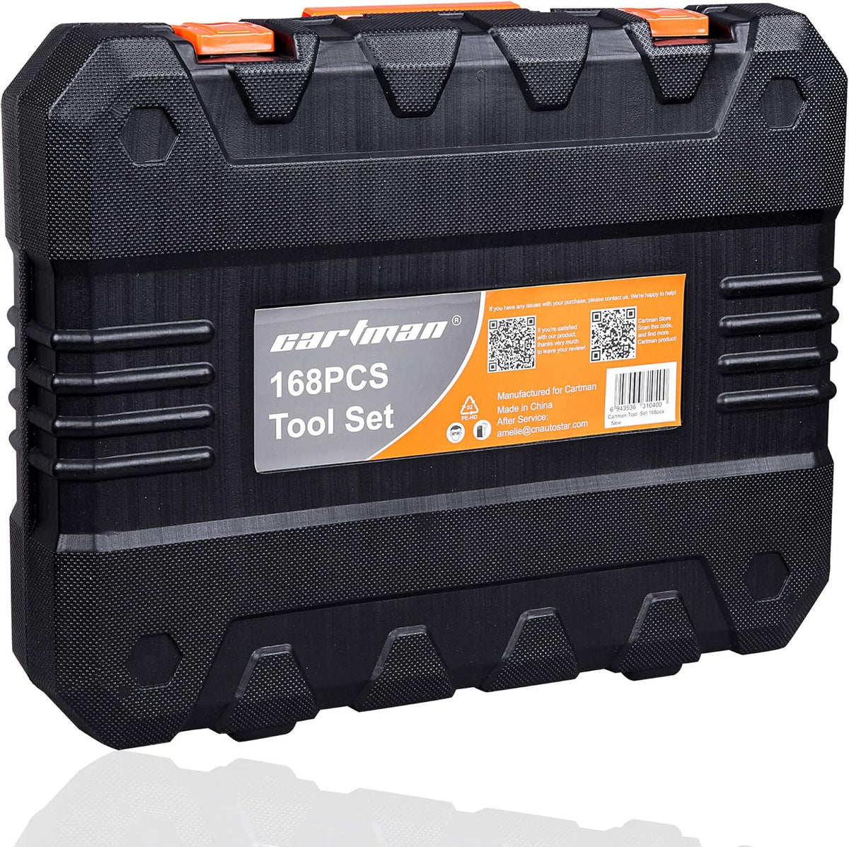 168 Pcs Orange General Household Hand Tool Kit with Storage Case Q76896