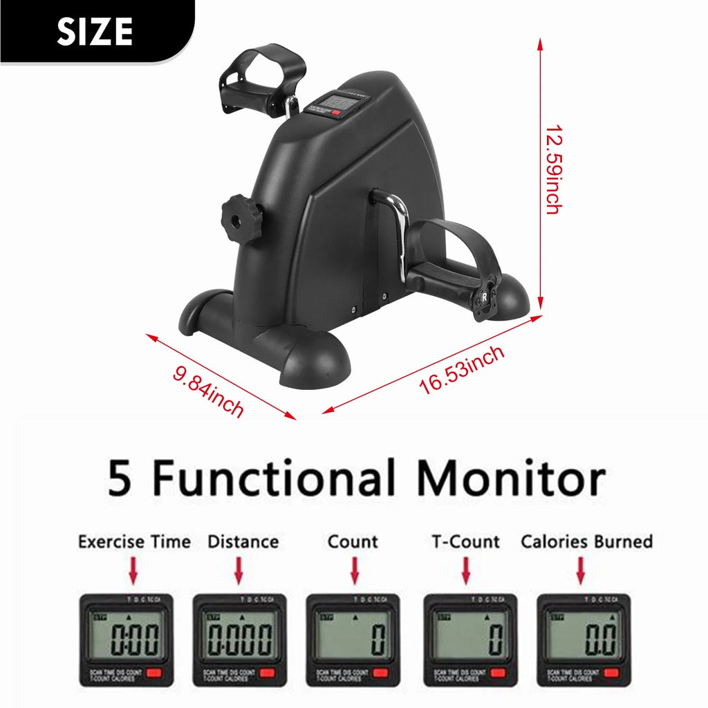 Black Under Desk Exercise Bike with LCD Display A954