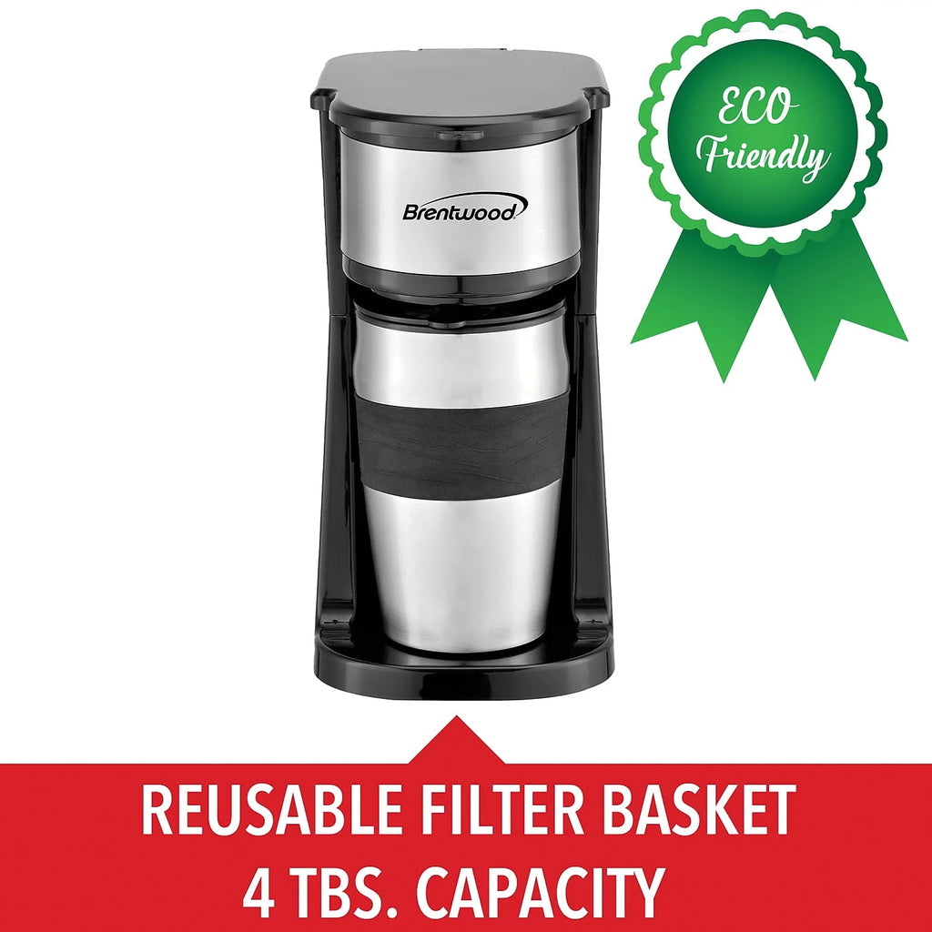 Portable Single-Serve Coffee Brewer with 14 oz Travel Mug P355845