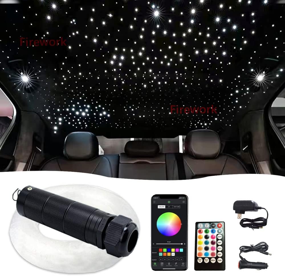 Car Use Bluetooth 6W RGB LED Fiber Optic Light Star Ceiling Kit D21710