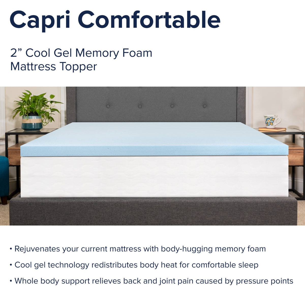 2 inch Cool Gel Memory Foam Mattress Topper Full L41000