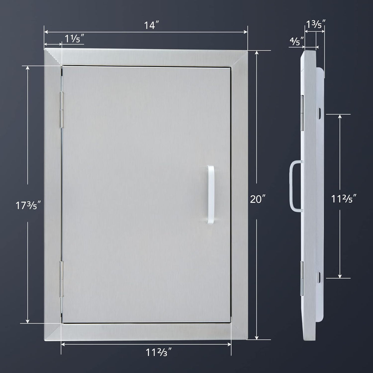 304 Stainless Steel Single Access BBQ Door 14 x 20 A1784