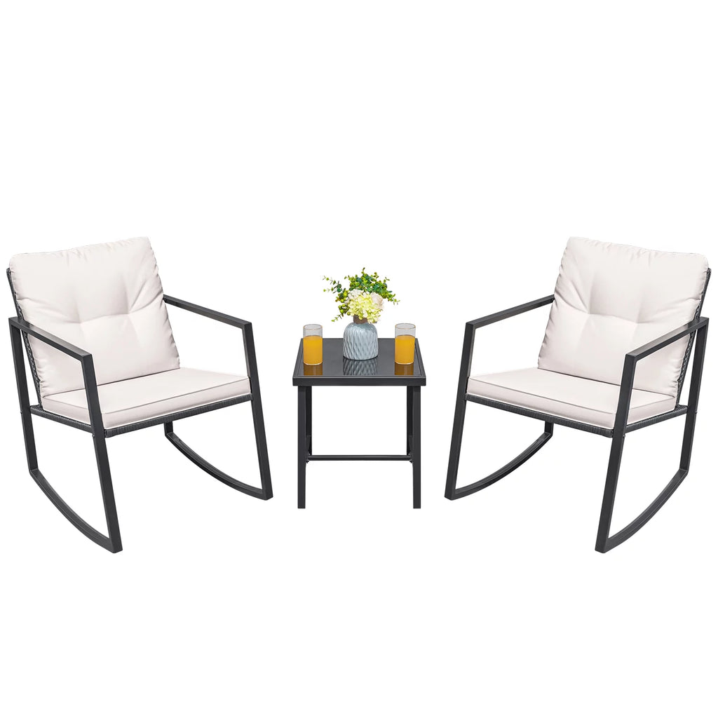 3 Pieces Wicker Patio Bistro Set White V584957