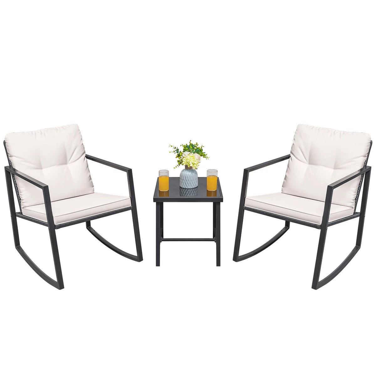 3 Pieces Wicker Patio Bistro Set White V584957