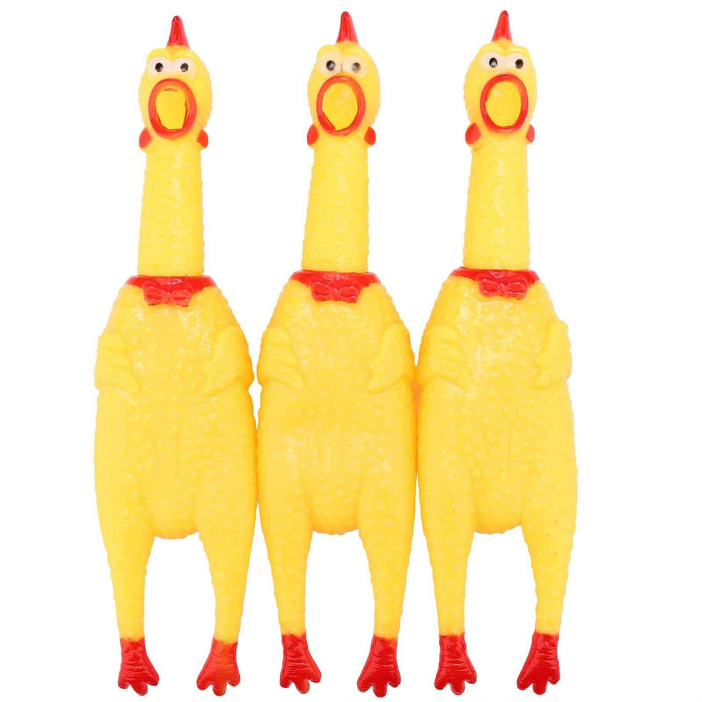 Yellow Rubber Chicken Toy 3 Pack F16665