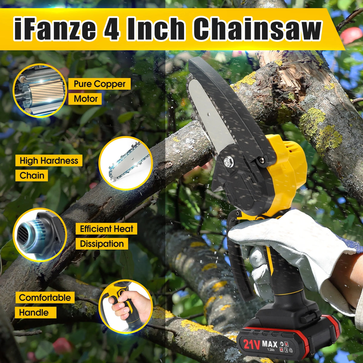 4 inch Mini Cordless Chainsaw with 2 Battery S92418