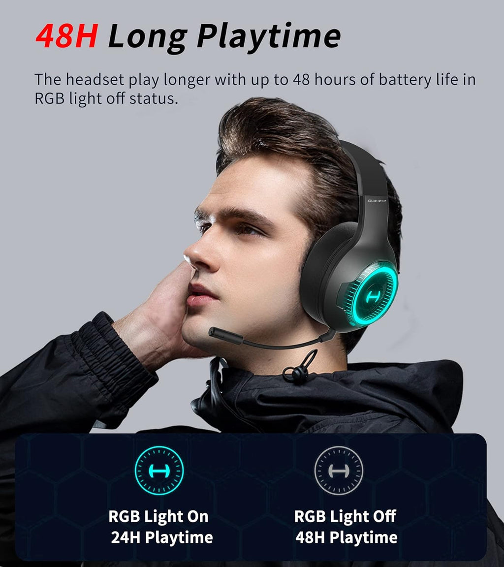 Bluetooth 5.0 Wireless Gaming Headset with Detachable Microphone X300