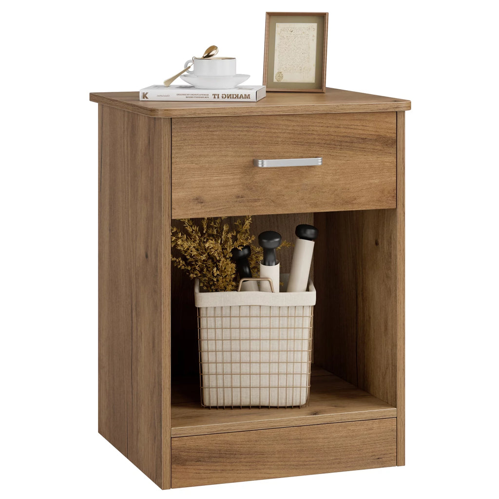2 Tier Nightstand with Drawer, White F983