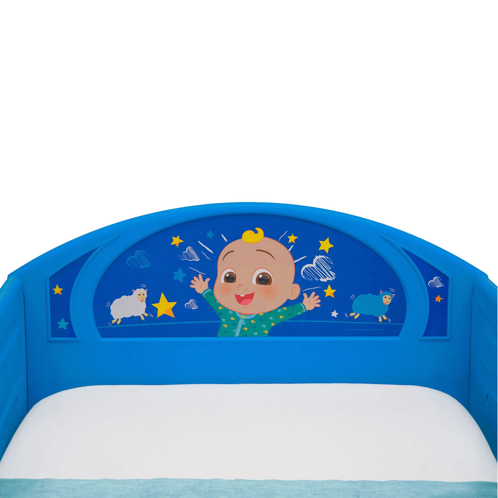 Blue Toddler Bed with Built-In Guardrails W39684