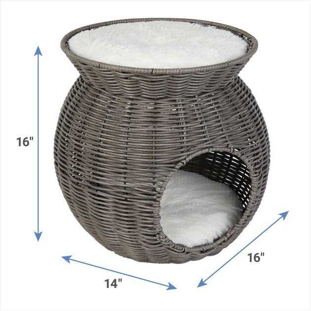 Round Wicker Cat Condo with Top Perch P8391