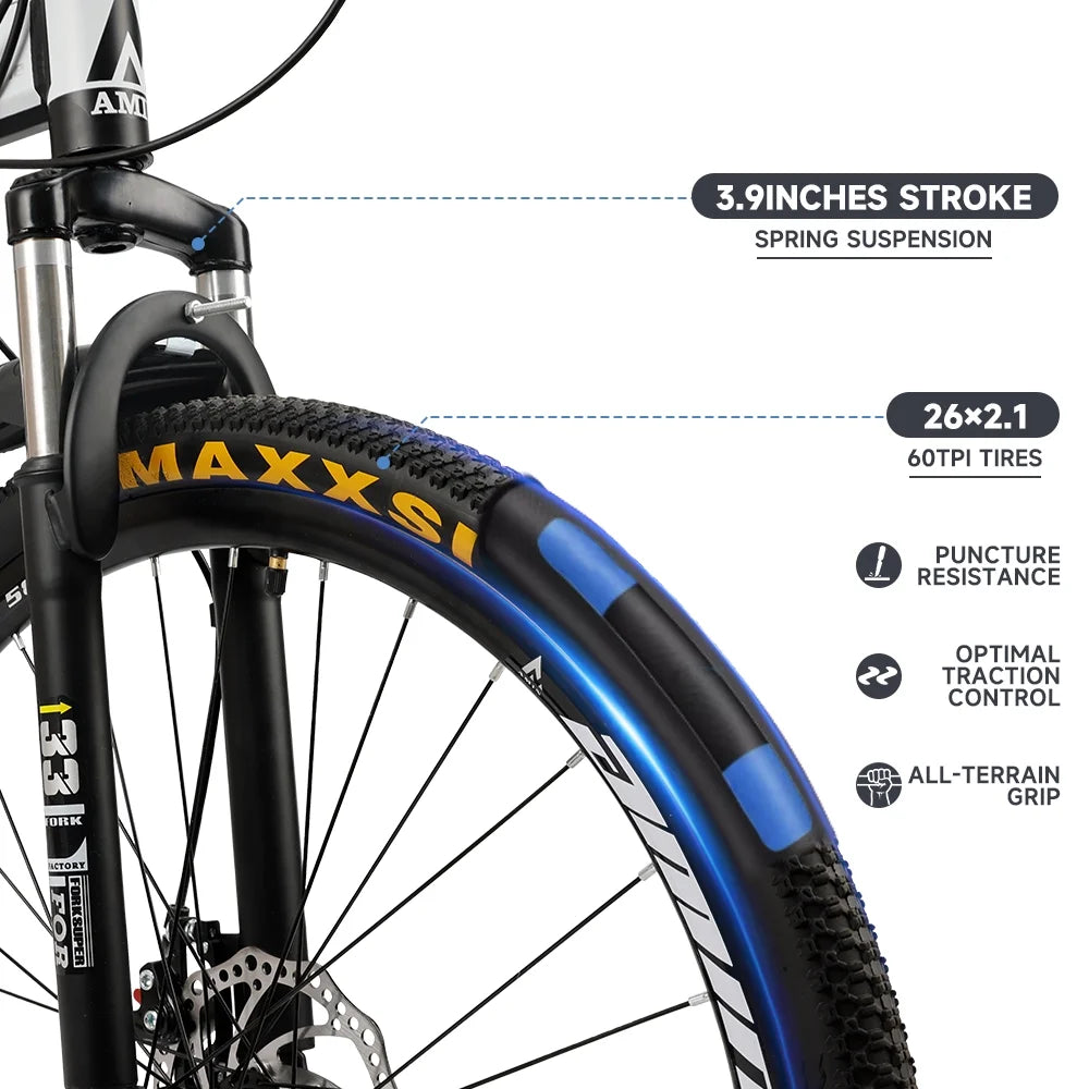 Full Suspension 21 Speed 26 Inch Dual Disc Brake Mountain Bike X6989