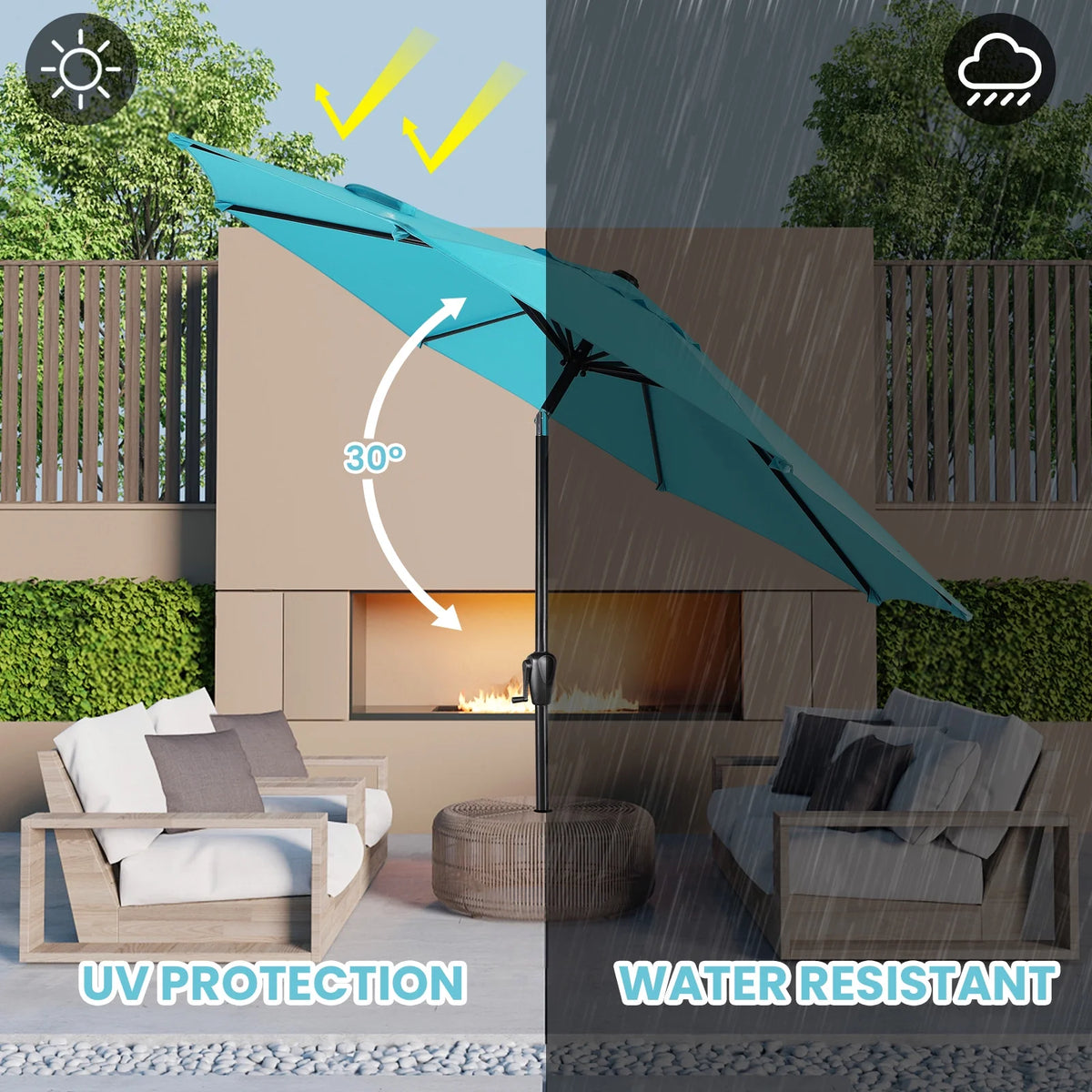 9' Round 8Rib Aluminum Market Umbrella I132473