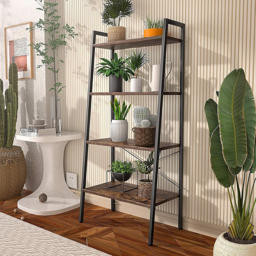 4-Tier Wood Ladder Shelf Bookcase O81845