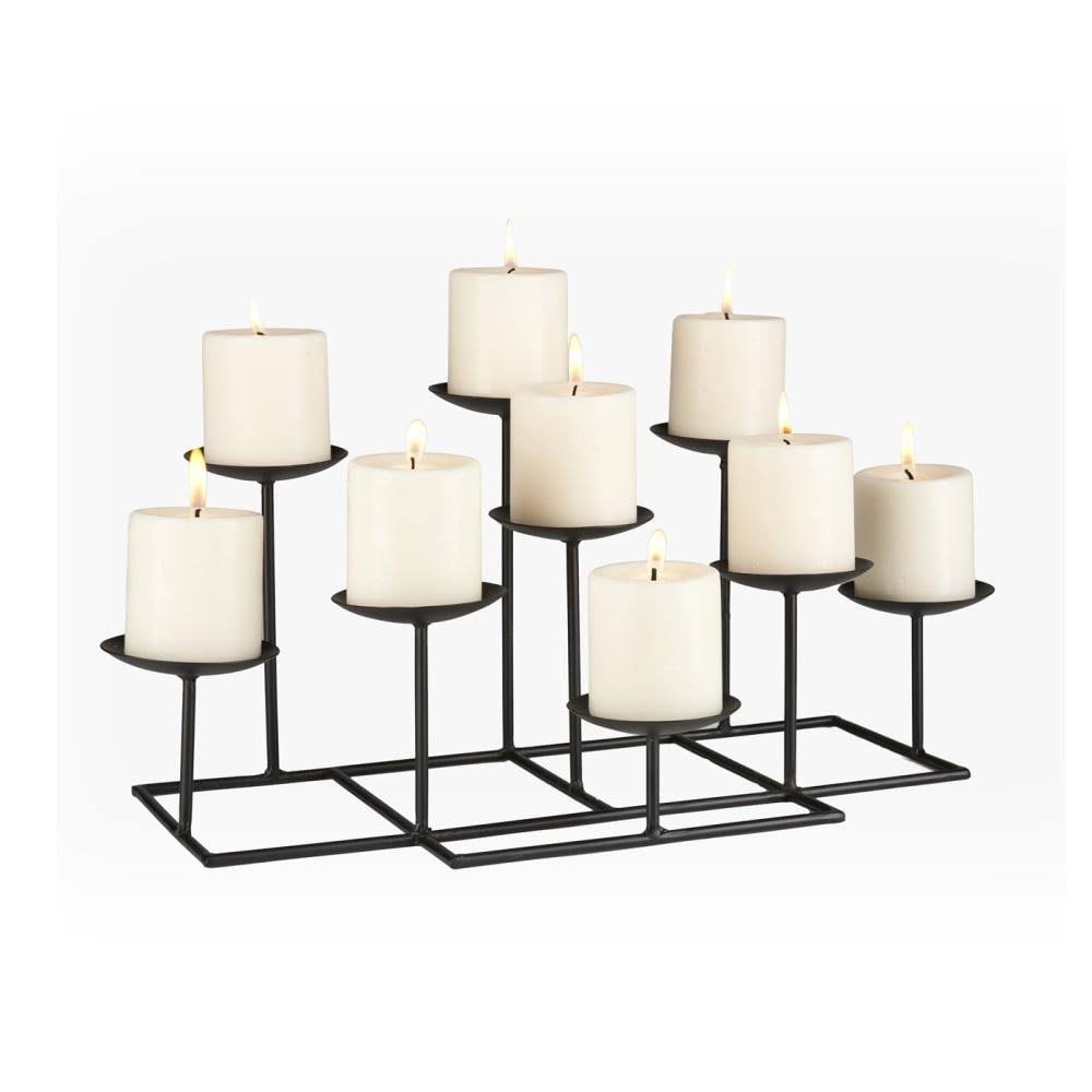 9 Candle Metal Candelabra Candle Holder Black U3334