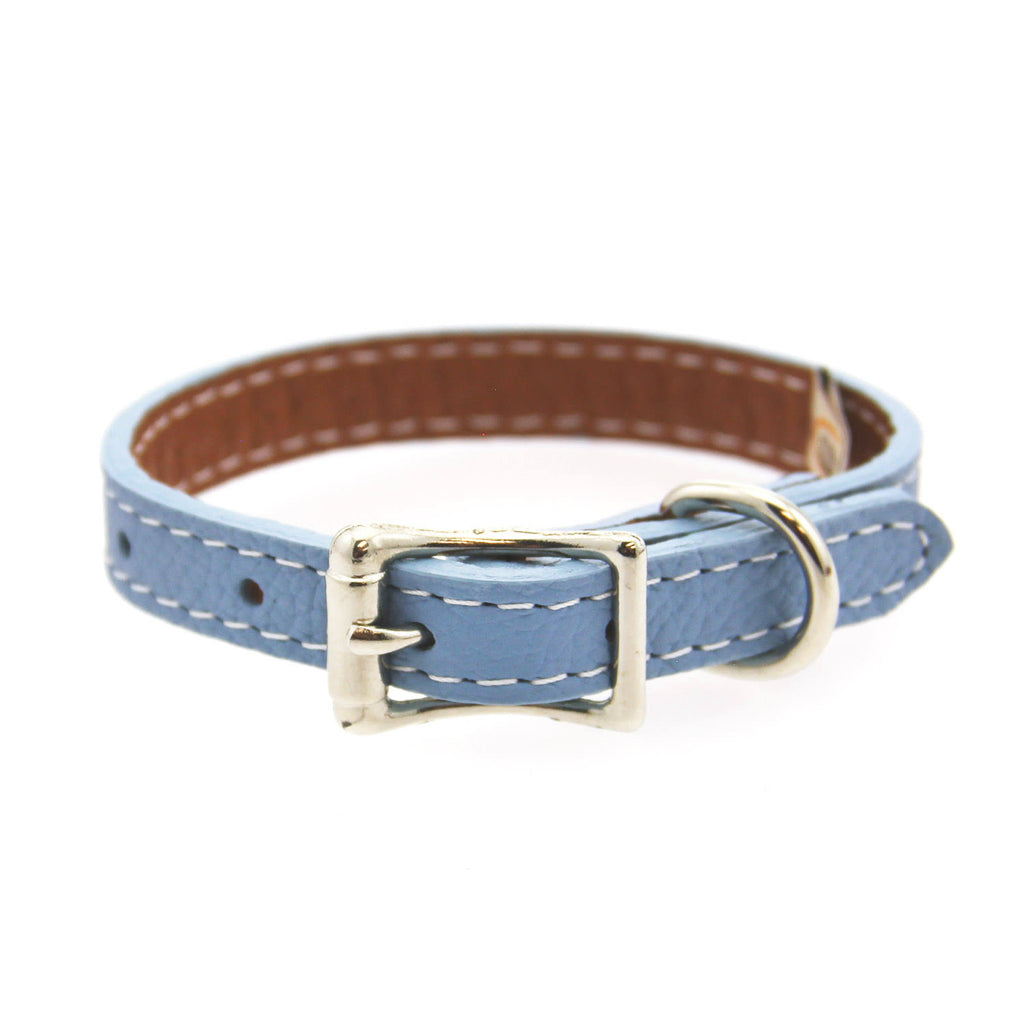 Light Blue Leather Dog Collar Z2006