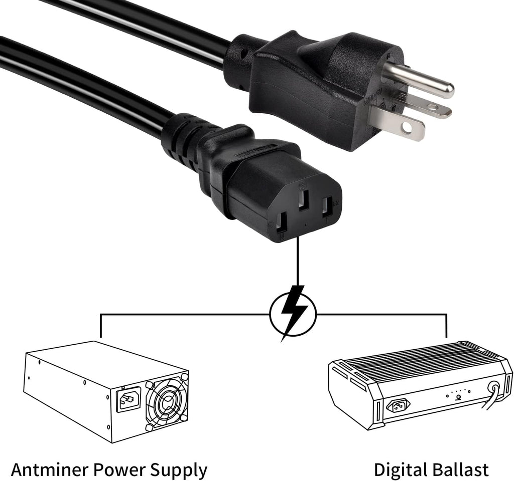 8ft 14AWG NEMA 6-20P to C13 Power Cord Pack of 2 U32954