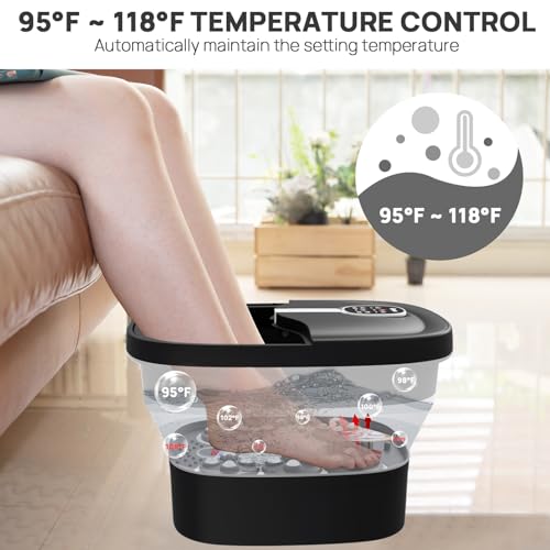 Collapsible Electric Foot Spa with Heat Bubble Remote and 24 Shiatsu Massage Balls X492