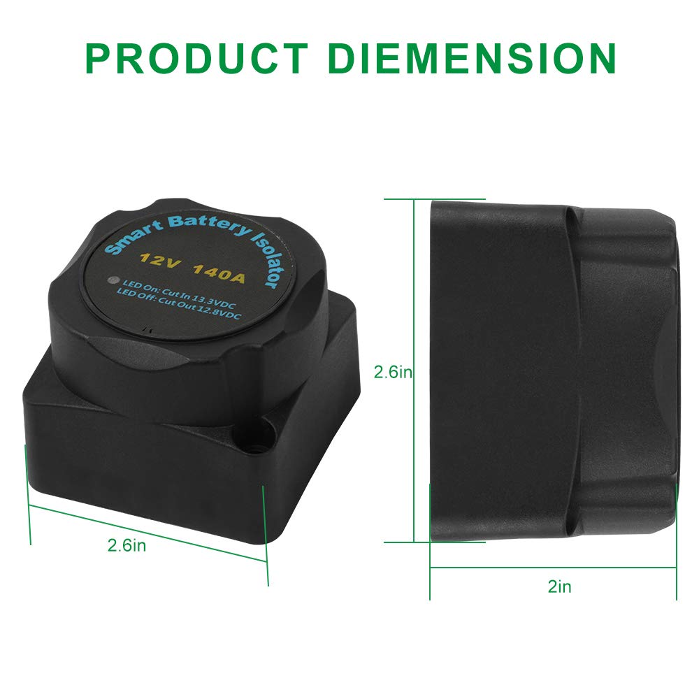 12V 140Amp Voltage Sensitive Relay Dual Battery Isolator Kit S1784